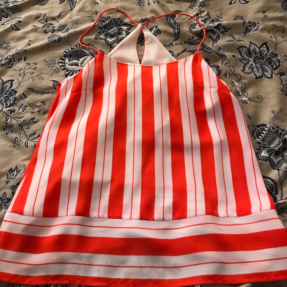 Banana republic orange and white tripped tank