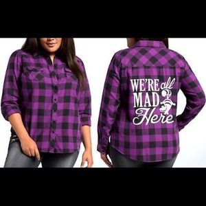 Brand New Plaid Torrid Alice in Wonderland Shirt