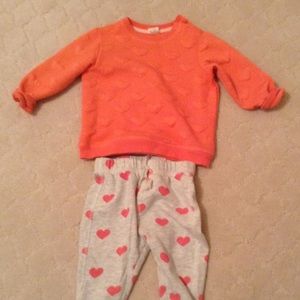 H&M Heart Coral Sweatshirt and Pants