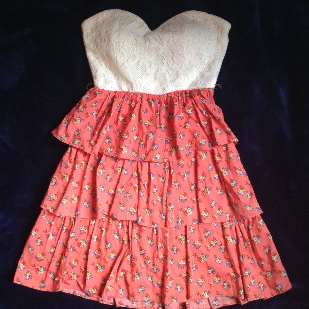 Strapless Ruffle Mini Dress