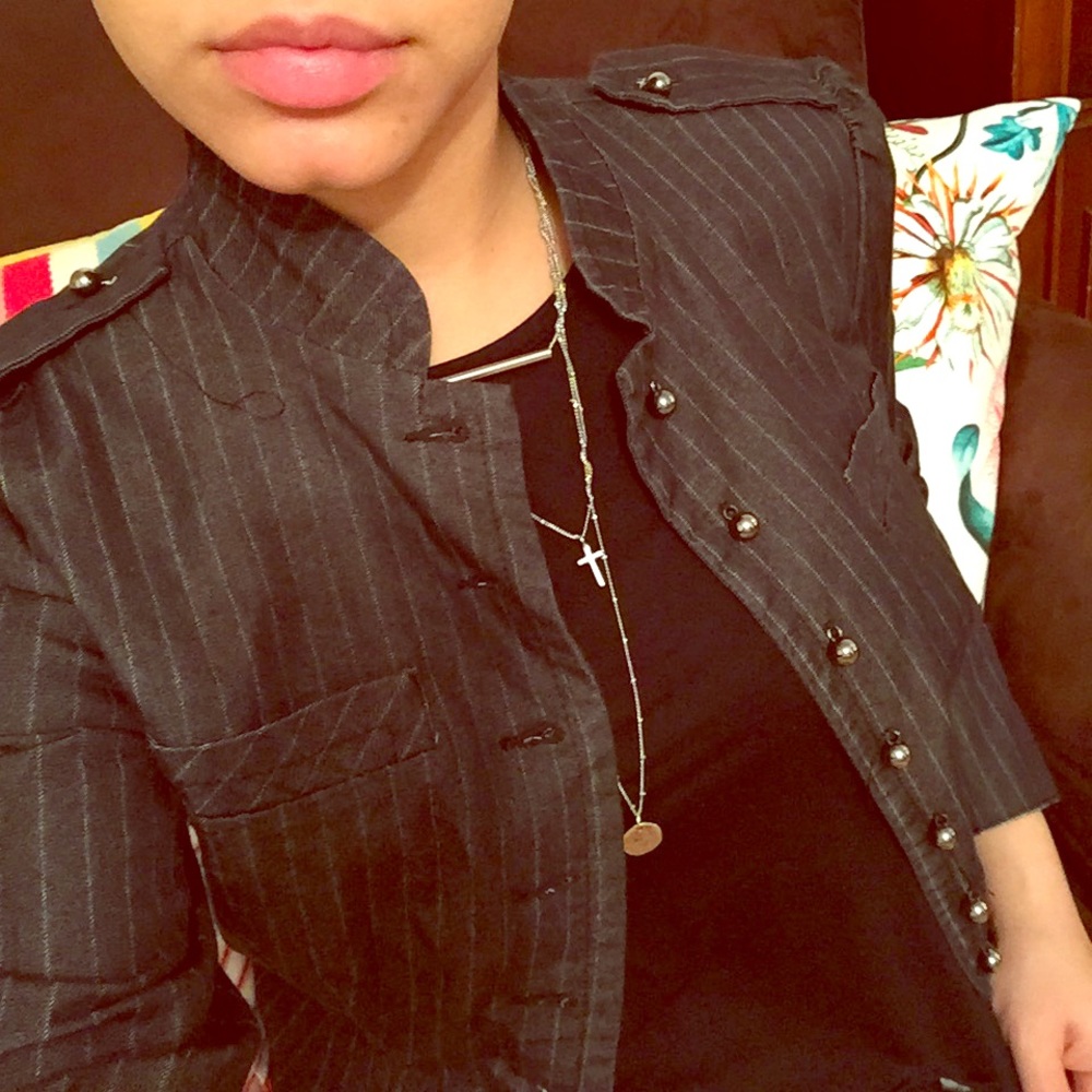 Black and white pinstripe Blazer