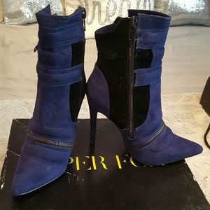 Blue ankle boots