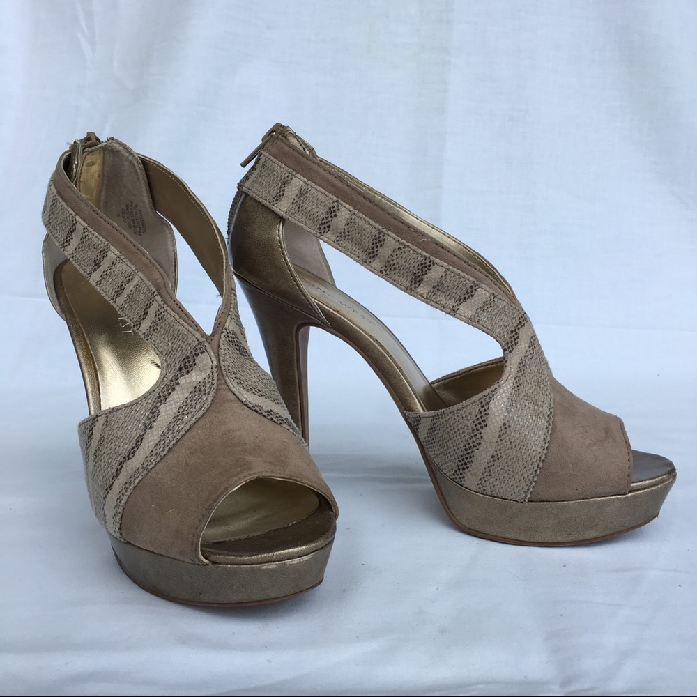 Nine West Gold Snakeskin Stiletto Heels