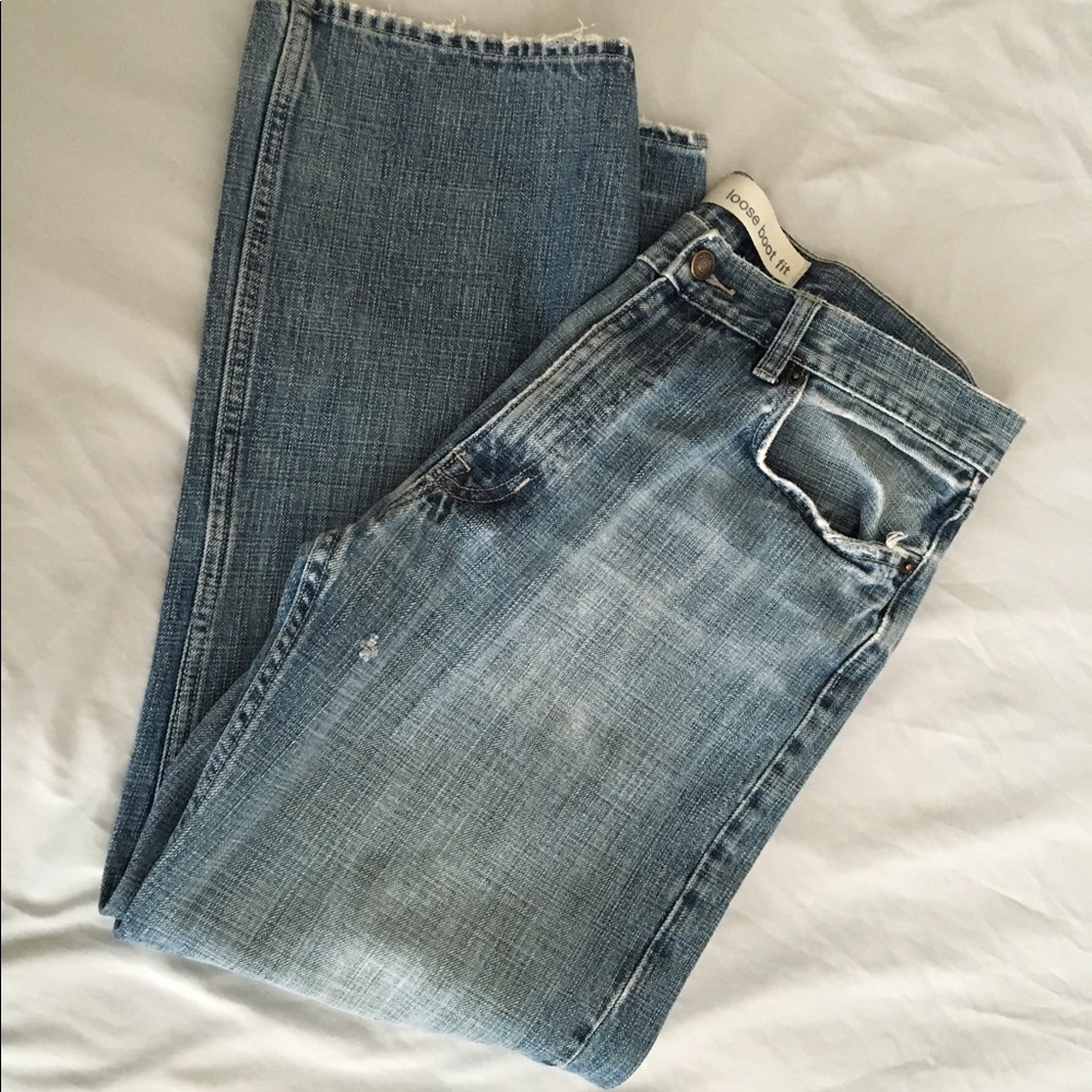 Men's GAP Distressed Relaxed Boot Fit Jeans EUC