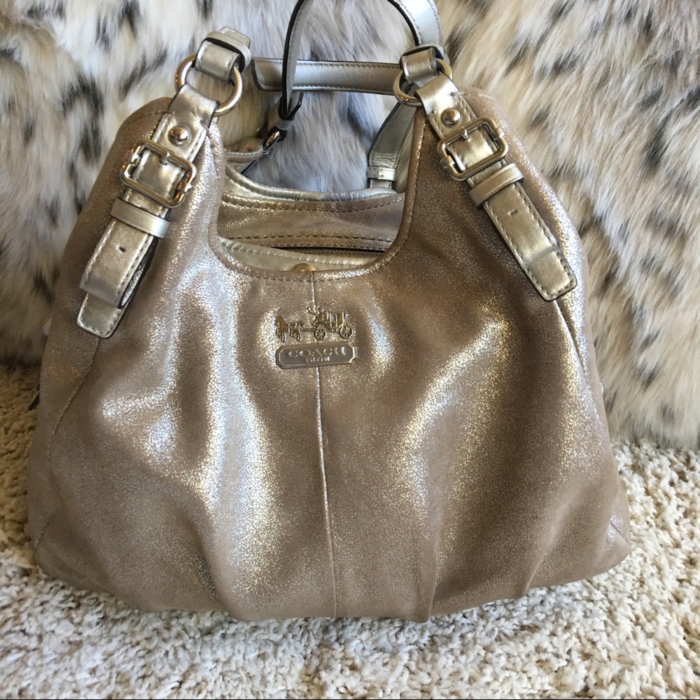 Gold Metallic Coach Handbag - Picture 1 of 8