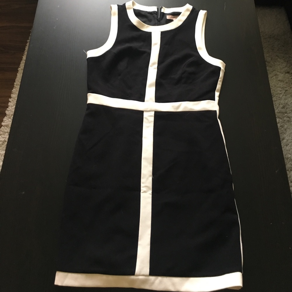 Black dress with white trim