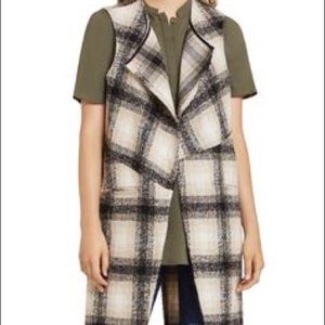 Bcbgeneration brushed plaid shawl collar vest