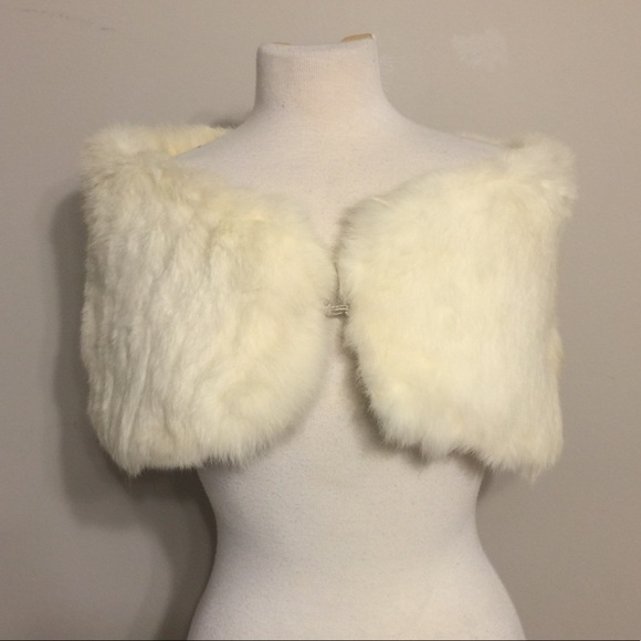 Vintage Accessories - Vintage authentic White Rabbit Fur Stole wrap Vintage Accessories - Vintage authentic White Rabbit Fur Stole wrap