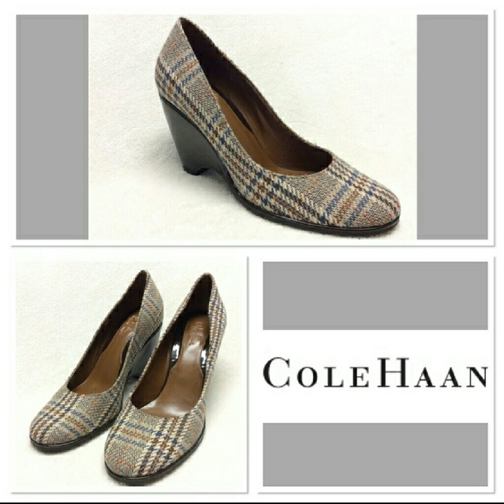 Cole Haan Nike Air Deirdre Plaid wedge heels