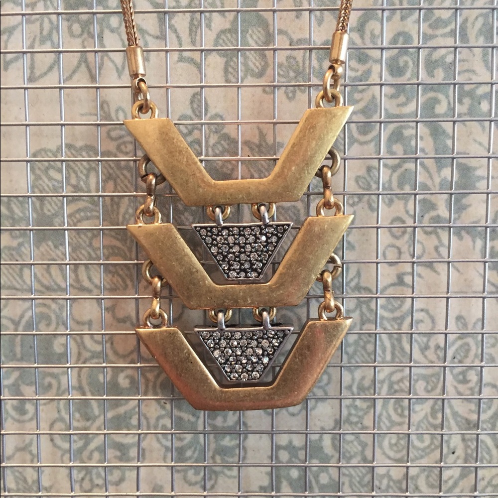 J. Crew gold pendant with crystal accents