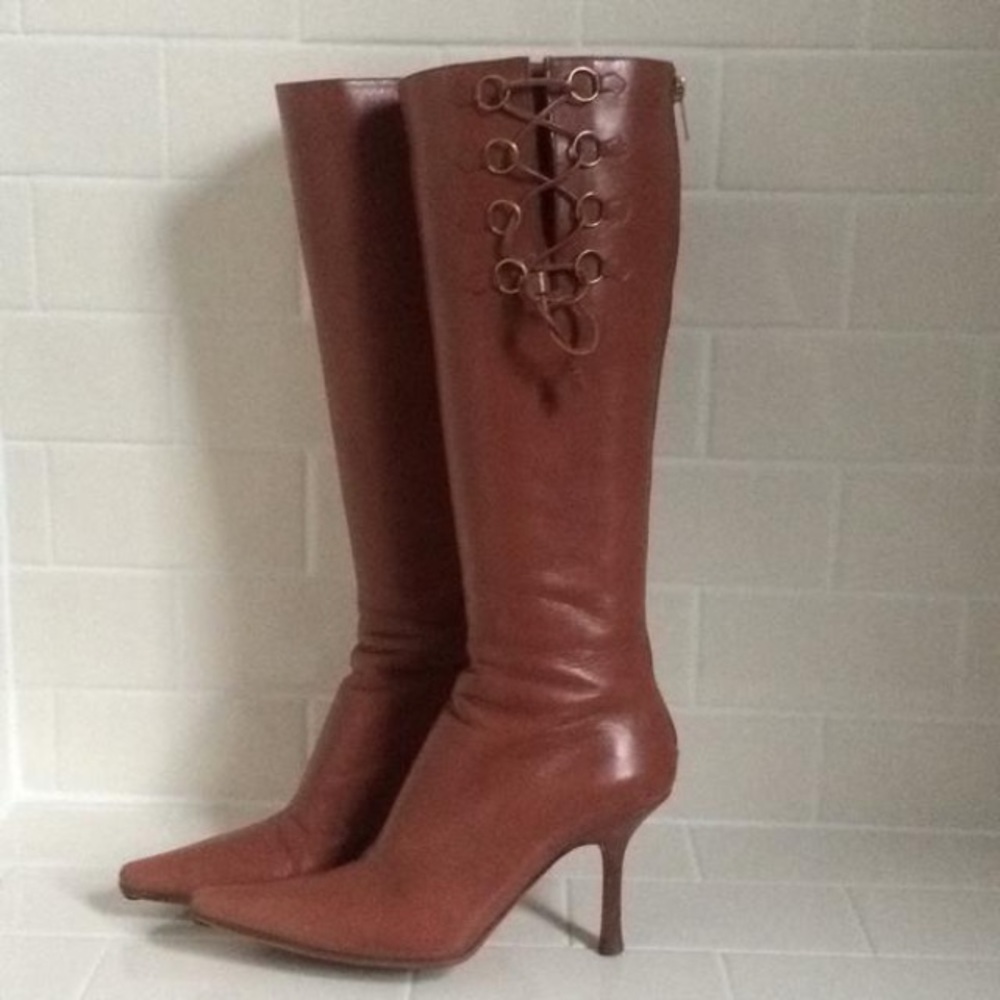 Jimmy Choo Pointy Toe Heeled Leather Boots