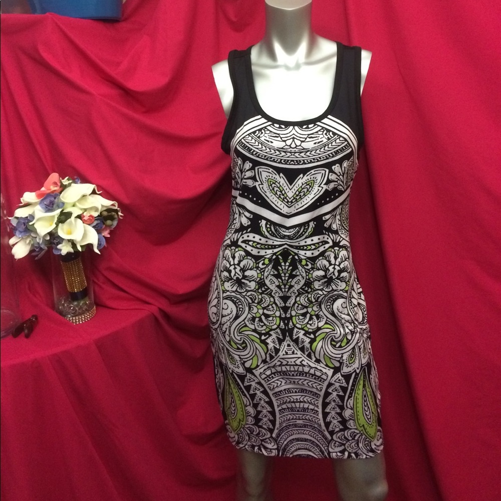 Rampage Abstract Tribal Cutout Back Dress