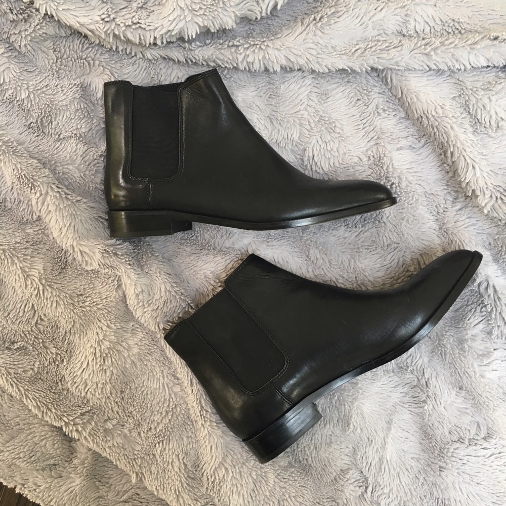 Ann Taylor Black Leather Booties