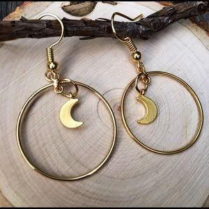 Mixed Earth Gold Filled Moon Earring