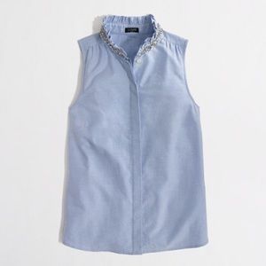 J.Crew Oxford Rhinestone Sleeveless Top