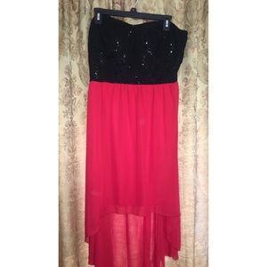 Red and black high-low dress
