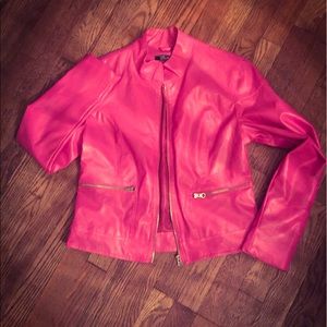 🔥HOT pink faux leather jacket