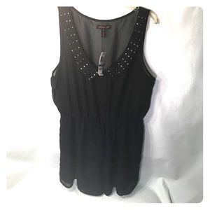 Black Material Girl romper w/ studded collar