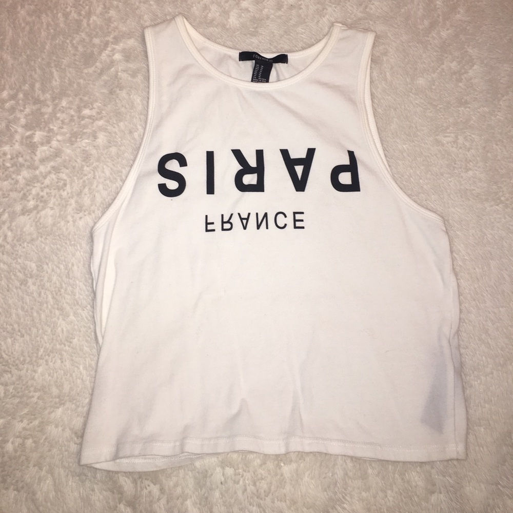White Paris France Crop Top