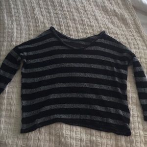 Off the shoulder striped loose knit sweater!