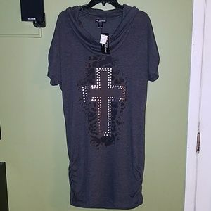 Cross T-shirt dress or long tunic