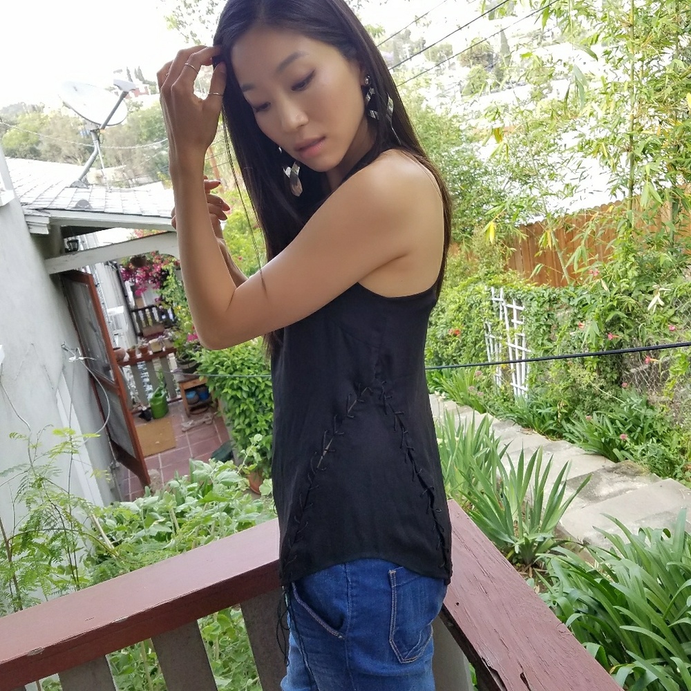 Black Lace Up Tank
