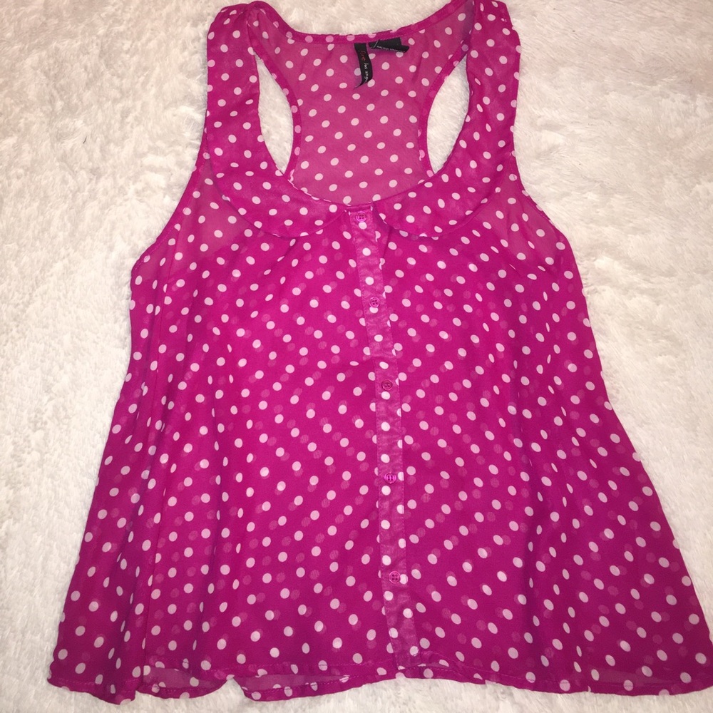 Sheer Pink Polka Dot Top
