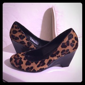 Leopard print wedge heels