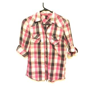 Top Shop Plaid Button Down