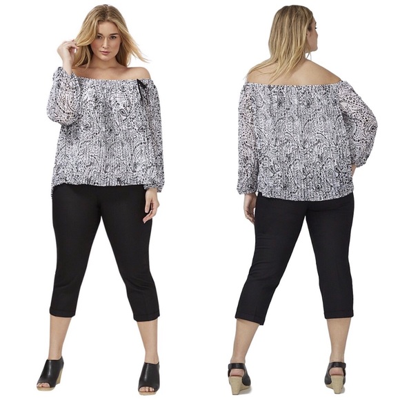 Lane Bryant Paisley Print Off Shoulder Blouse - Picture 3 of 5