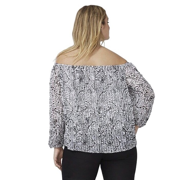 Lane Bryant Paisley Print Off Shoulder Blouse - Picture 2 of 5