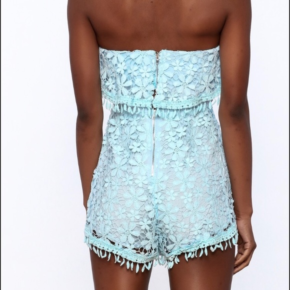 Light Blue Sleeveless Spring Lace Romper - Picture 8 of 8