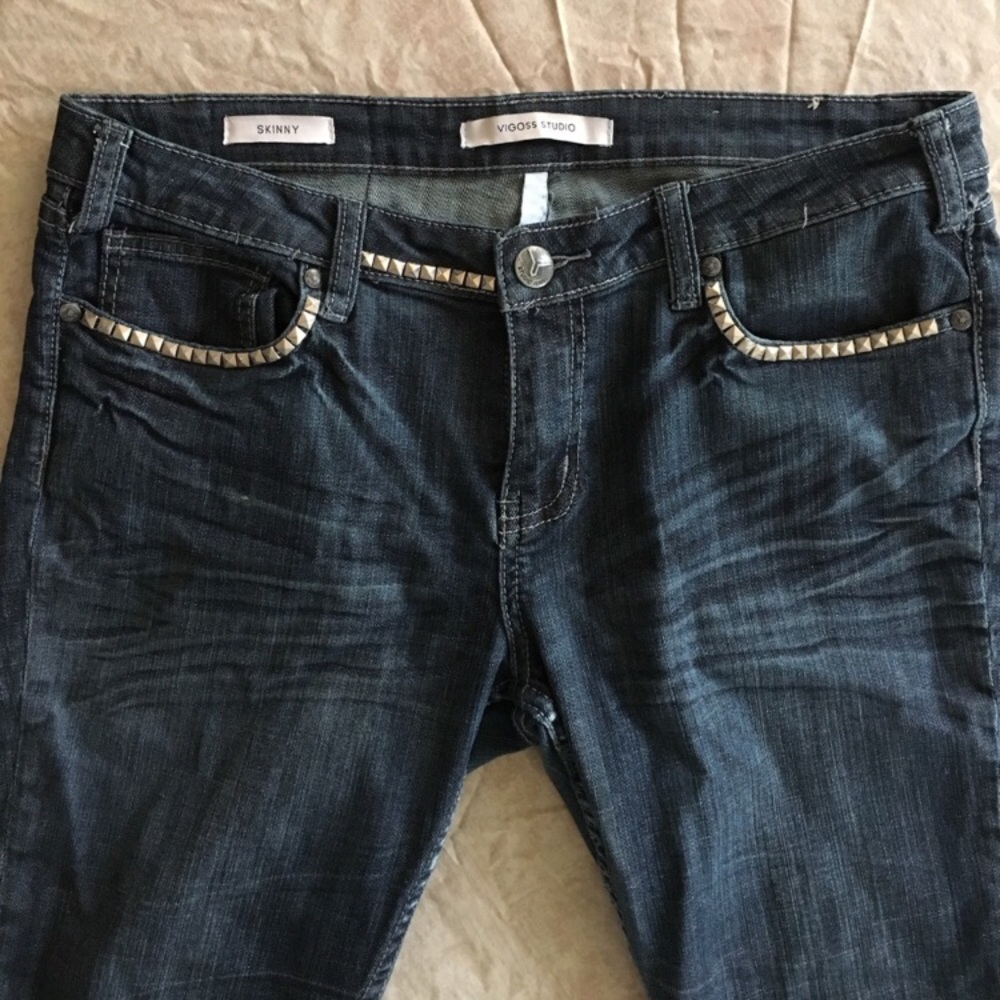 Vigoss Studded Straight Leg Jeans with Studs