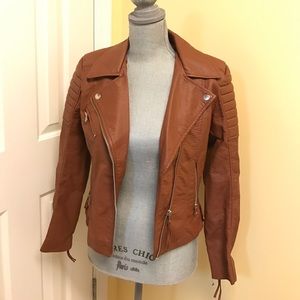 Vegan Leather Tan Jacket - small
