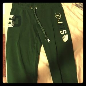 PINK "jets" dark green comfy pj pants