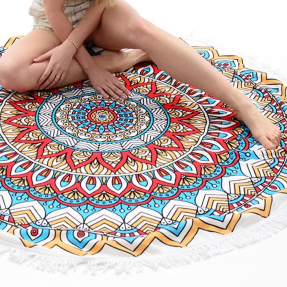 Round Beach Towel ( Cotton ) Quatrefoil Print