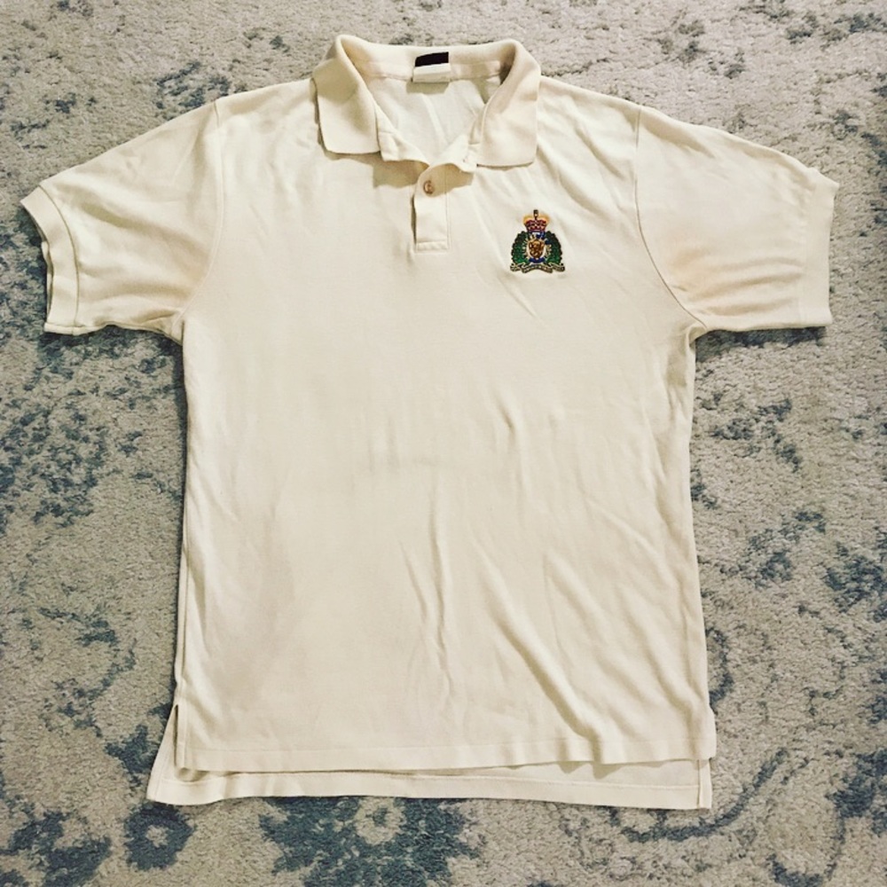 Vintage Men's ivory Canadian RCMP polo shirt