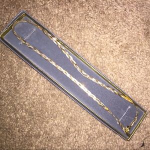 Rose gold, gold and silver braided necklace