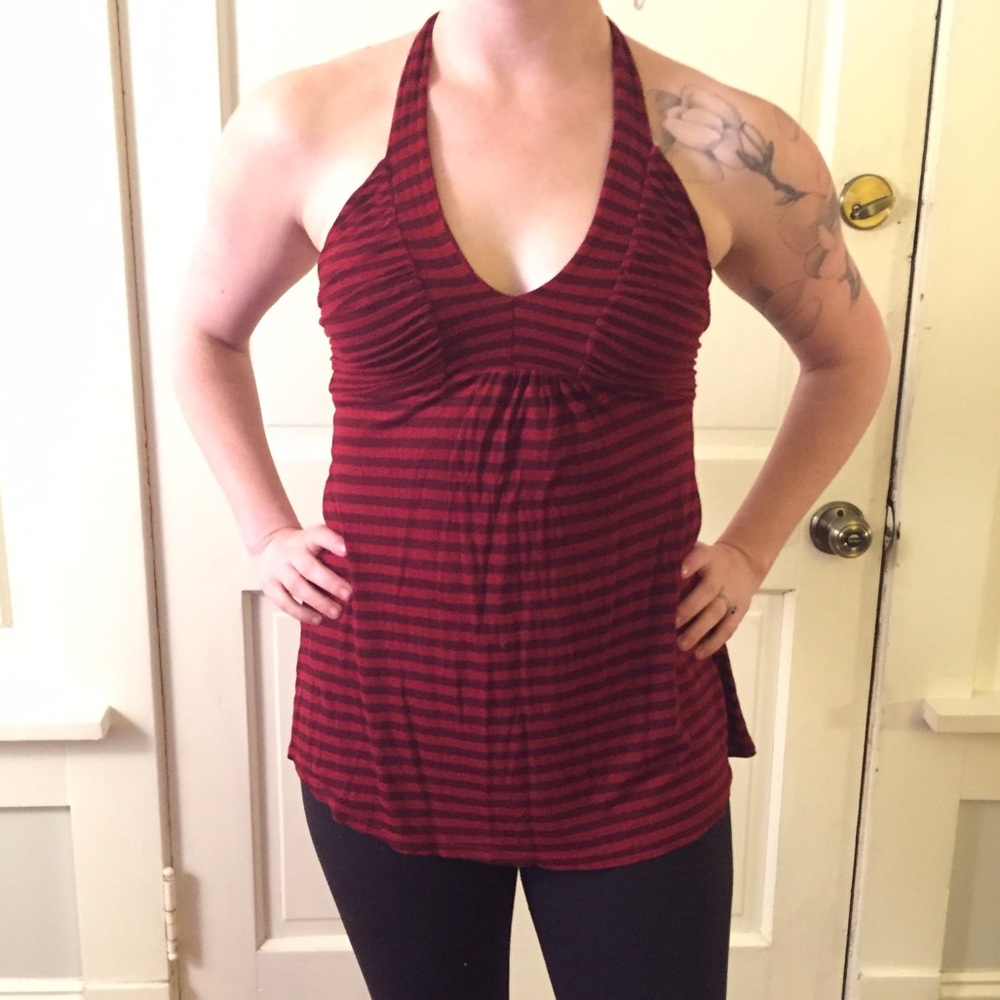 Ella moss striped halter tank