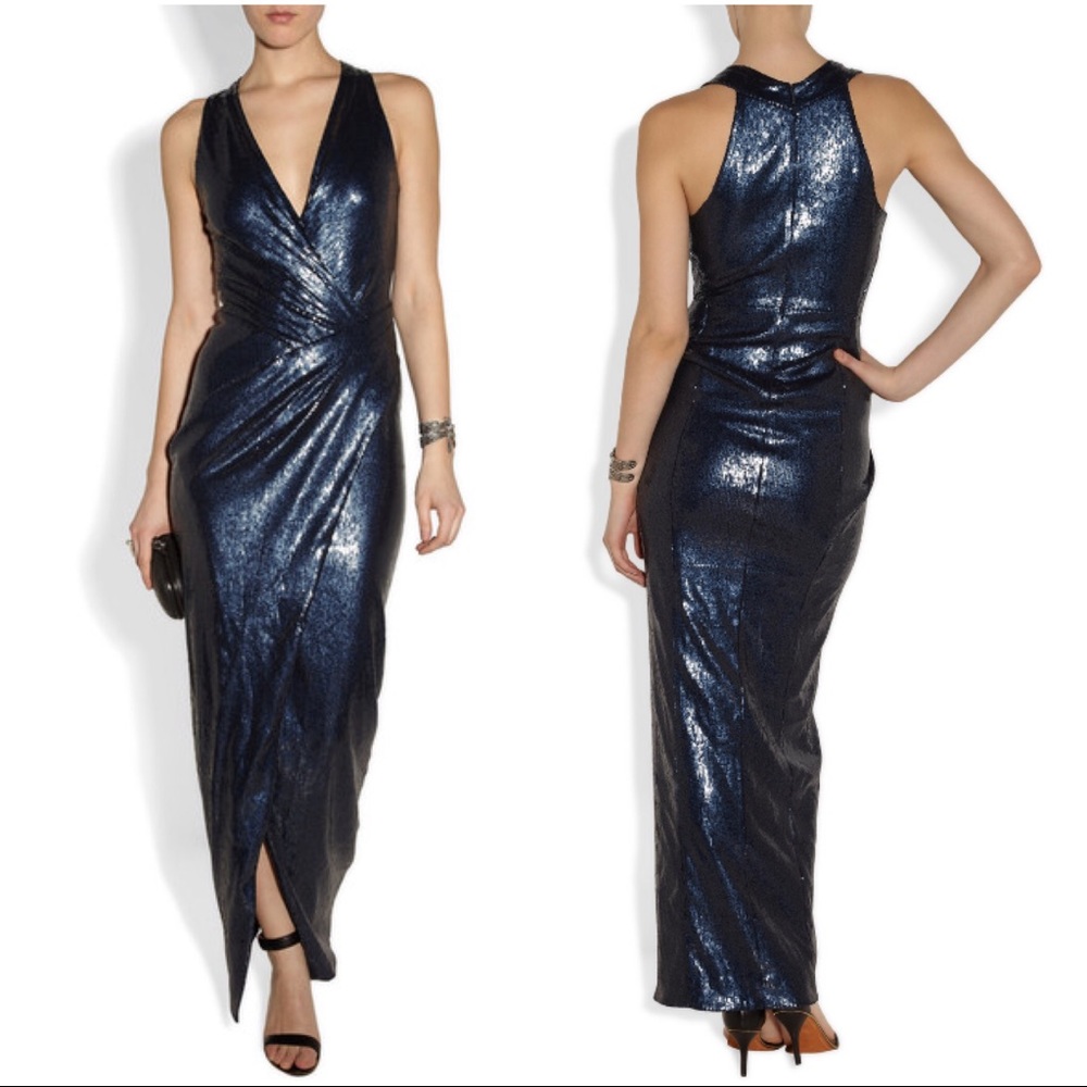 Donna Karen NY Sequined Gown Blue