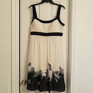 Women's dress, off white with black trim