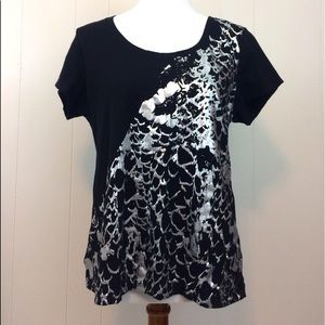 Kenneth Cole Reaction | Black & Silver Print Top