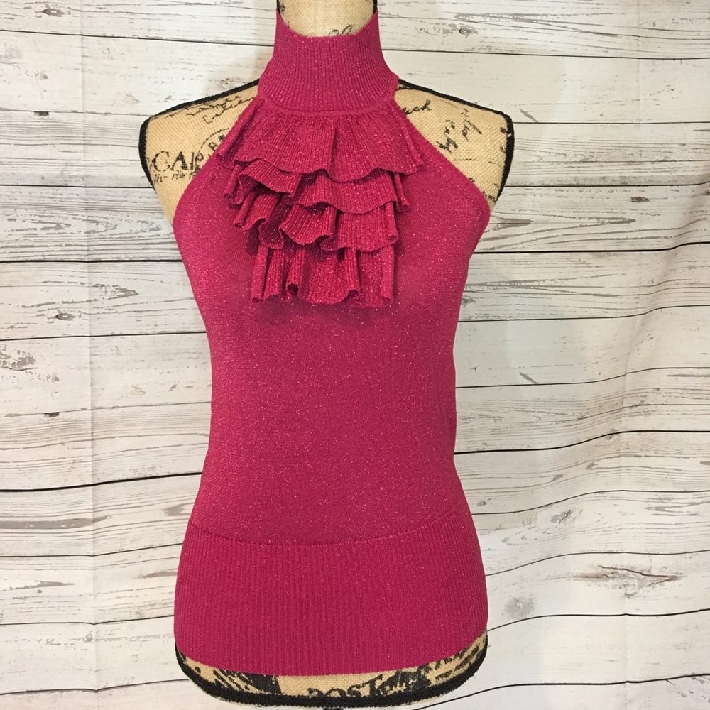 Rampage sparkly lurex halter holiday top