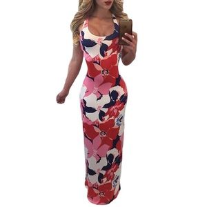 NWT Miami Days Pink Crisscross Back Maxi Dress