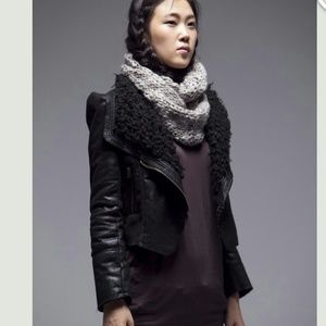 Esty Jet Black Leather Coat