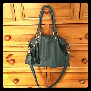 Grey purse with gold hardware