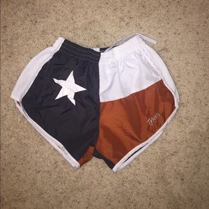 Tyler's Texas flag shorts
