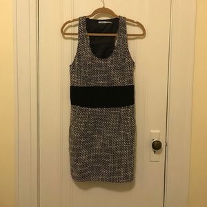 Black and white twill dress