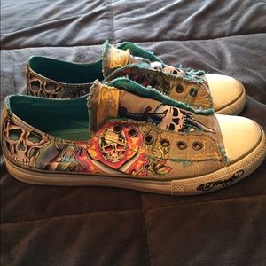 Ed Hardy no-lace sneakers