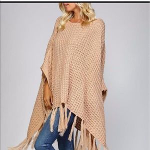 Listicle Cream Poncho with Fringe Listicle Cream Poncho with Fringe